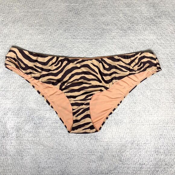 J.Crew Curved-waist cheeky bikini bottom in zebra stripe - swimwear Size 3X NEW - Picture 1 of 8